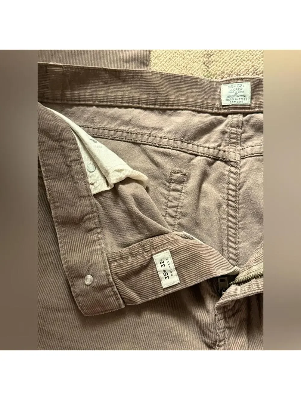 J. Crew brown thin waled corduroy pants 35 x 32 Relaxed Fit